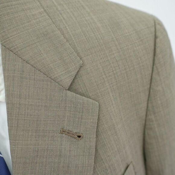 Hart Schaffner Marx Green Tan Nailshead Wool Sport Coat 2 Button 42L - Picture 2 of 11